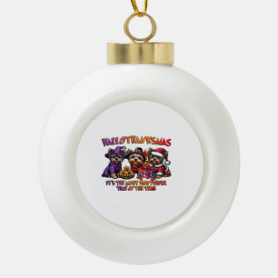 Yorkshire Terrier Halloween Erntedankfest Weihnach Keramik Kugel-Ornament