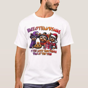 Yorkshire Terrier Halloween Erntedankfest Weihnach T-Shirt