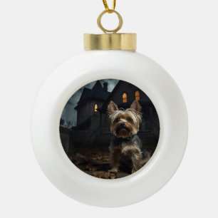 Yorkshire Terrier Halloween Gruselig Keramik Kugel-Ornament
