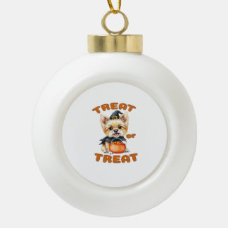 Yorkshire Terrier Halloween-Hundekostüm �Süßes ode Keramik Kugel-Ornament