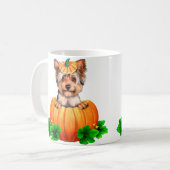 Yorkshire Terrier Halloween Jack-O-Lantern Kaffeetasse (Vorderseite Links)