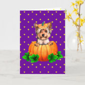 Yorkshire Terrier Halloween Jack-O-Lantern Karte (Gelbe Blume)