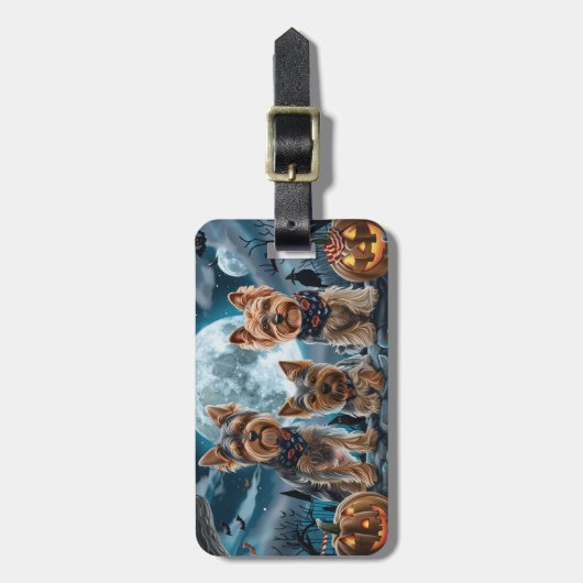 Yorkshire Terrier Halloween Spooky Gepäckanhänger (Vorderseite vertikal)