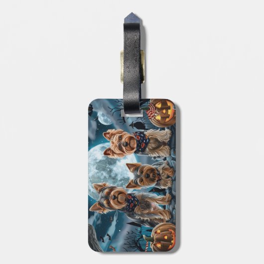 Yorkshire Terrier Halloween Spooky Gepäckanhänger (Rückseite vertikal)