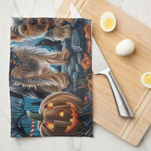 Yorkshire Terrier Halloween Spooky Geschirrtuch (Viertel Falte)