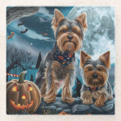 Yorkshire Terrier Halloween Spooky Glasuntersetzer (Vorderseite)
