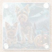 Yorkshire Terrier Halloween Spooky Glasuntersetzer (Rückseite)