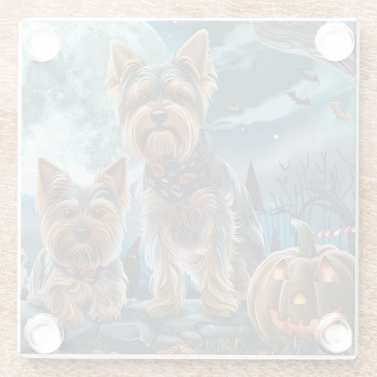 Yorkshire Terrier Halloween Spooky Glasuntersetzer (Rückseite)