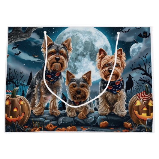 Yorkshire Terrier Halloween Spooky Große Geschenktüte (Vorderseite)