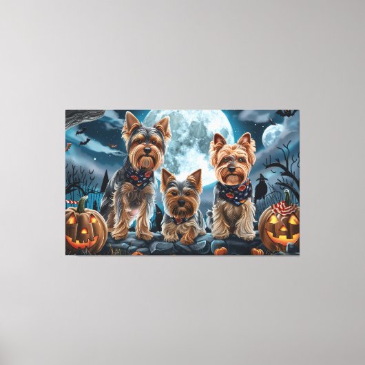 Yorkshire Terrier Halloween Spooky Leinwanddruck (Vorderseite)