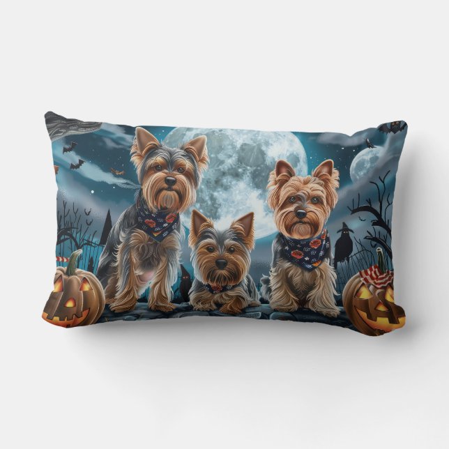 Yorkshire Terrier Halloween Spooky Lendenkissen (Rückseite)
