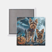 Yorkshire Terrier Halloween Spooky Magnet (Vorderseite/Rückseite)