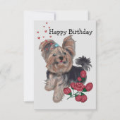 Yorkshire Terrier Happy Birthday Einladung (Vorderseite)