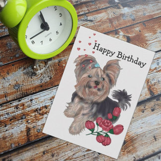Yorkshire Terrier Happy Birthday Einladung