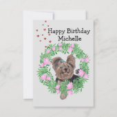 Yorkshire Terrier Happy Birthday Einladung (Vorderseite)