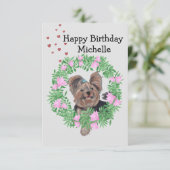 Yorkshire Terrier Happy Birthday Einladung (Stehend Vorderseite)