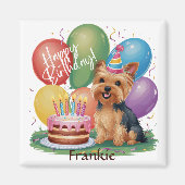 Yorkshire Terrier Happy Birthday Magnet (Vorne)