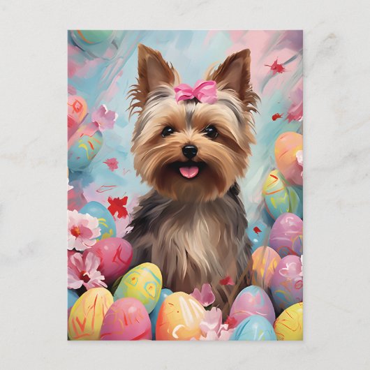 Yorkshire Terrier Happy Oaster Postkarte (Vorderseite)