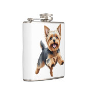 Yorkshire Terrier Happy Playful Fun Jumping Joyful Flachmann (Rechts)