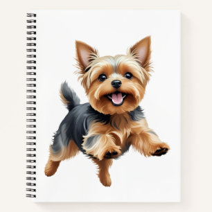 Yorkshire Terrier Happy Playful Fun Jumping Joyful Notizblock