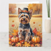 Yorkshire Terrier Herbst Erntedank Art Karte (Vorderseite)