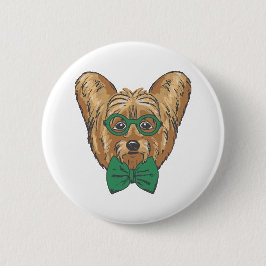 Yorkshire Terrier Hipster Button (Vorderseite)