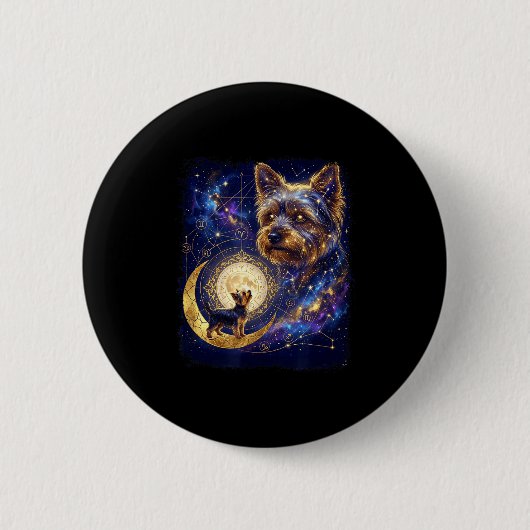 Yorkshire terrier howling to the moon meme 90s button (Vorderseite)