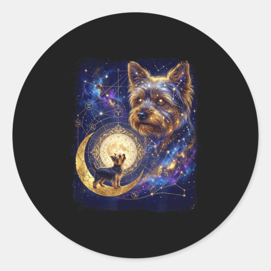 Yorkshire terrier howling to the moon meme 90s runder aufkleber (Vorderseite)