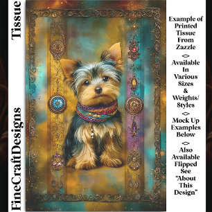 Yorkshire Terrier Hund Barockrahmen DY3L Decoupage Seidenpapier
