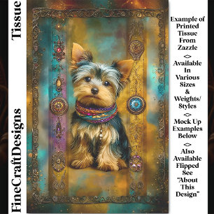 Yorkshire Terrier Hund Barockrahmen DY3R Decoupage Seidenpapier