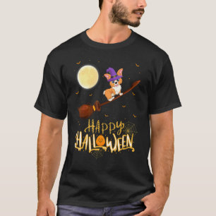 Yorkshire Terrier Hund fährt mit Hexe auf Schrotfl T-Shirt