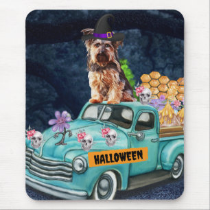 Yorkshire Terrier Hund Halloween LKW Gruselige Nac Mousepad