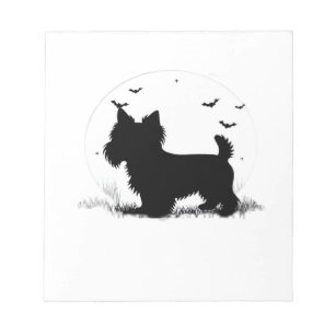 Yorkshire Terrier Hund � Halloween Mond Silhouette Notizblock