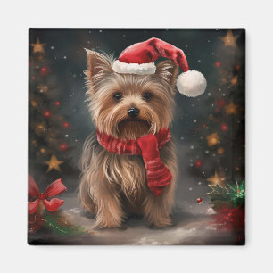 Yorkshire Terrier Hund im Schnee Weihnachten Magnet