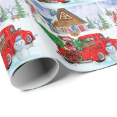 Yorkshire Terrier Hund im Truck zur Weihnachtslief Geschenkpapier (Rolleneckpunkt)