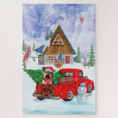 Yorkshire Terrier Hund im Truck zur Weihnachtslief Puzzle (Vertikal)