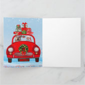 Yorkshire Terrier Hund in Auto mit dem Weihnachtsm Karte (Innenseite)