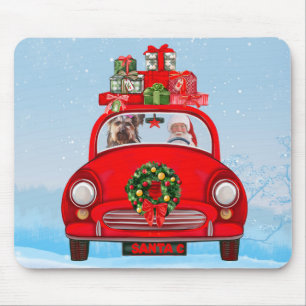 Yorkshire Terrier Hund in Auto mit dem Weihnachtsm Mousepad