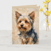 Yorkshire Terrier Hund Kunst Karte (Gelbe Blume)