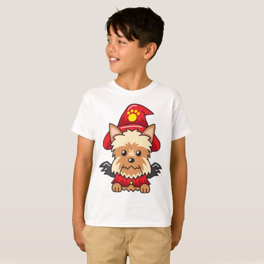 Yorkshire Terrier Hund mit halloween Kostüm T-Shirt (Vorne ganz)