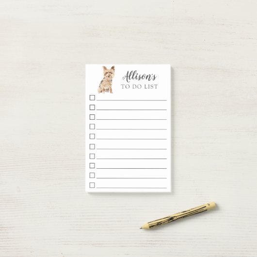 Yorkshire Terrier Hund Personalisiert zu führen Post-it Klebezettel (Auf Schreibtisch)