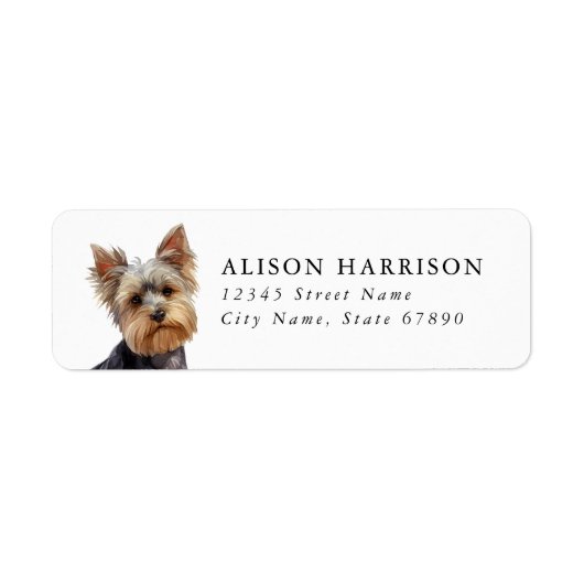 Yorkshire Terrier Hund Rücksendeadressetikett (Vorne)