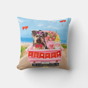 Yorkshire Terrier Hund Valentinstag Lastwagen Herz Kissen