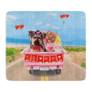 Yorkshire Terrier Hund Valentinstag Lastwagen Herz Schneidebrett