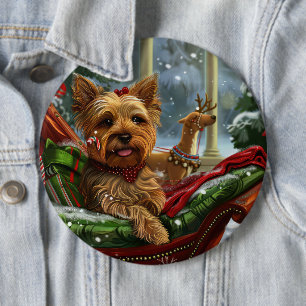 Yorkshire Terrier Hund Weihnachten Festlich Button