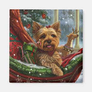 Yorkshire Terrier Hund Weihnachten Festlich Magnet