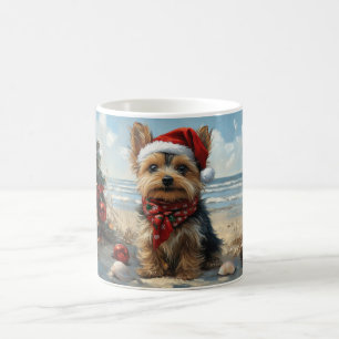 Yorkshire Terrier Hund Weihnachten Vintage Strand Kaffeetasse