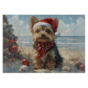 Yorkshire Terrier Hund Weihnachten Vintage Strand Schneidebrett