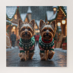 Yorkshire Terrier Hunde Weihnachten Schnee Urlaub Puzzle