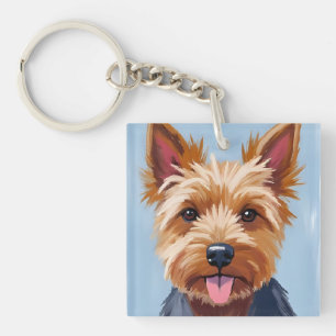 Yorkshire Terrier Hundeporträtmalerei Schlüsselanhänger